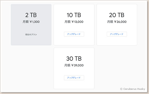 Google One 追加プラン