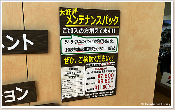 メンテナンスパックも提供