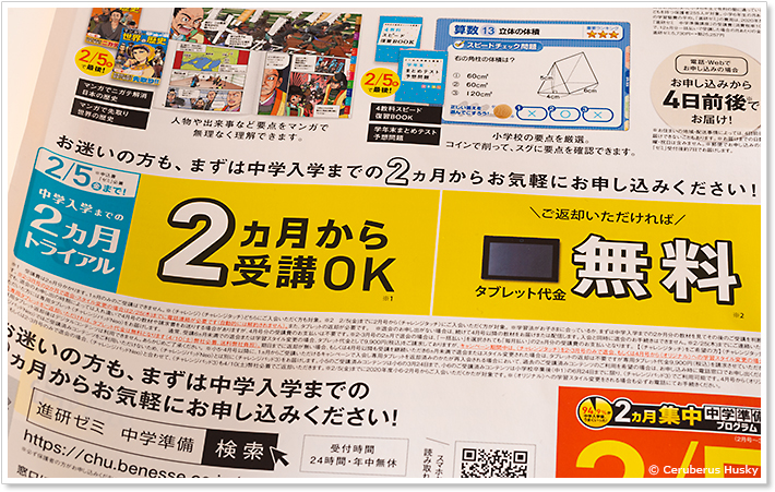 進研ゼミ中学準備講座：2カ月トライアル
